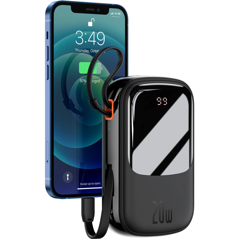 Hurtownia GSM - Powerbank Baseus Qpow Digital Display 20000mAh 20W QC/PD/SCP/FCP + kabel Lightning czarny - BSU3863 - {ean13} - Hurt