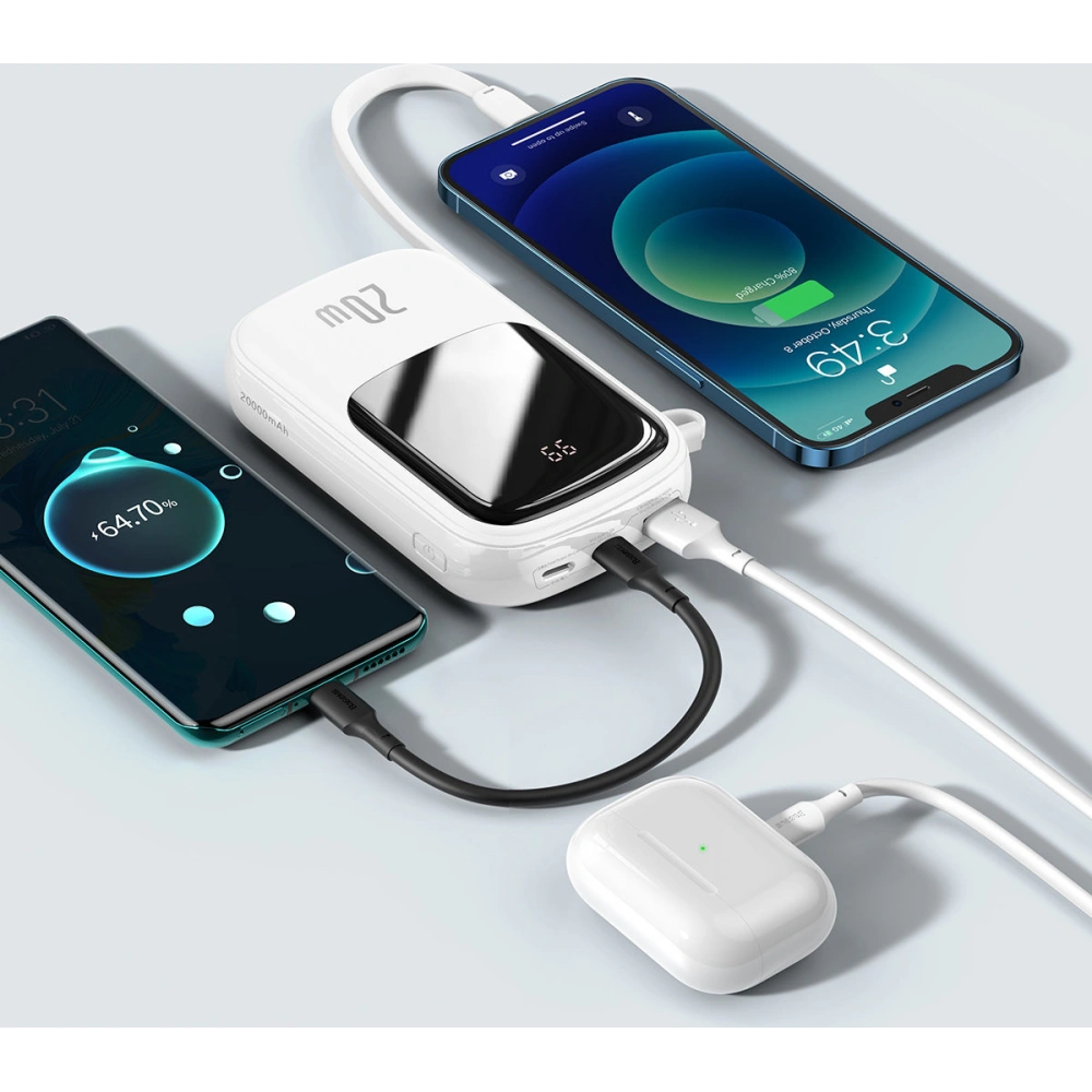 Hurtownia GSM - Powerbank Baseus Qpow Digital Display 20000mAh 20W QC/PD/SCP/FCP + weißes Lightning-Kabel - BSU3864 - {ean13} - Hurt