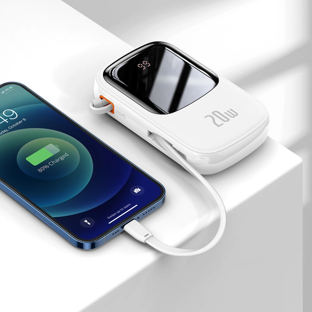 Hurtownia GSM - Powerbank Baseus Qpow Digital Display 20000mAh 20W QC/PD/SCP/FCP + weißes Lightning-Kabel - BSU3864 - {ean13} - Hurt