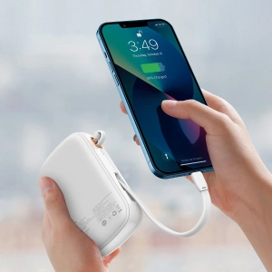 Powerbank Baseus Qpow Digital Display 20000mAh 20W QC/PD/SCP/FCP + kabel Lightning biały
