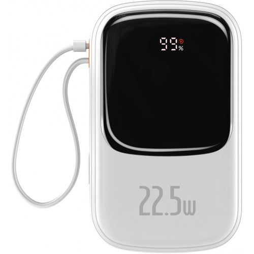 Baseus Distributor - 6932172620684 - BSU3866 - Baseus Qpow Digital Display powerbank with fast charging 20000mAh 22.5W QC/PD/SCP/FCP with built-in USB-C cable white - B2B homescreen