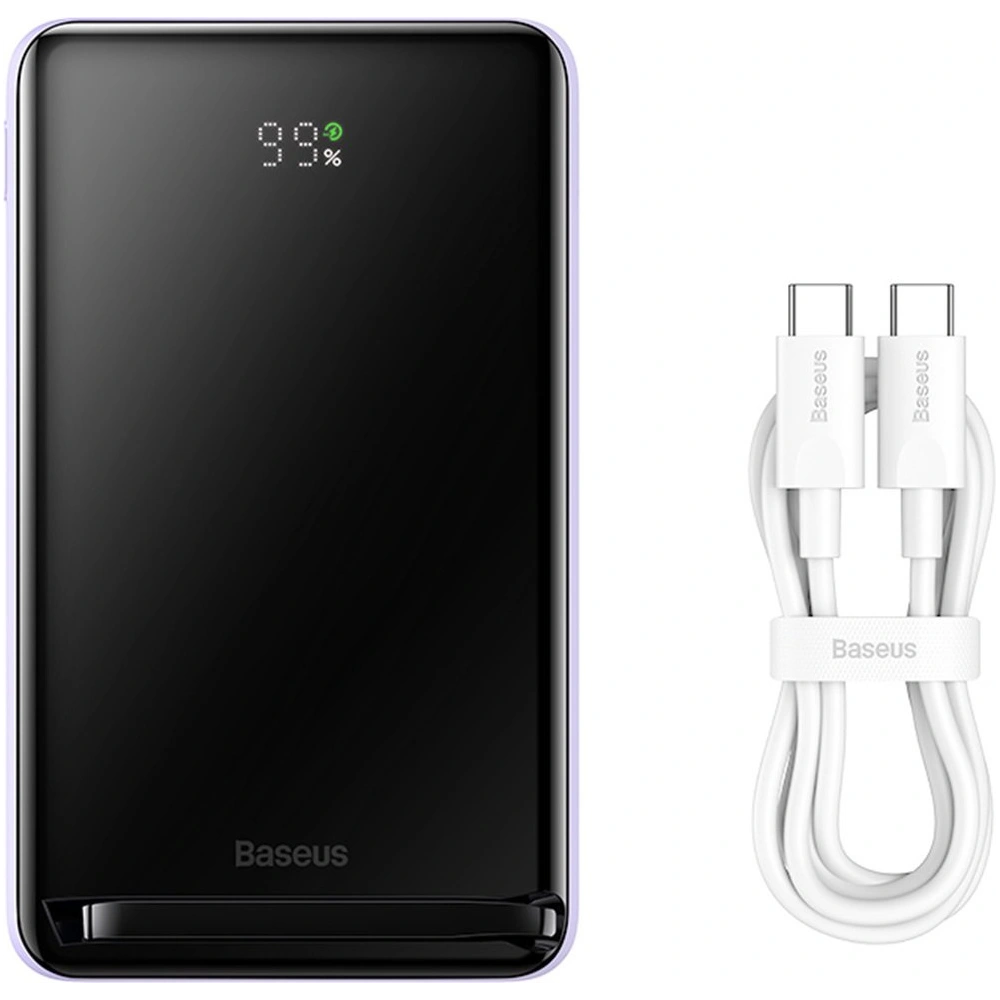 Hurtownia GSM - Powerbank Baseus Magnetic Držák Bezdrátové Rychlé Nabíjení 10000mAh 20W fialový + kabel USB-C 60W 50cm bílý - BSU3867 - {ean13} - Hurt