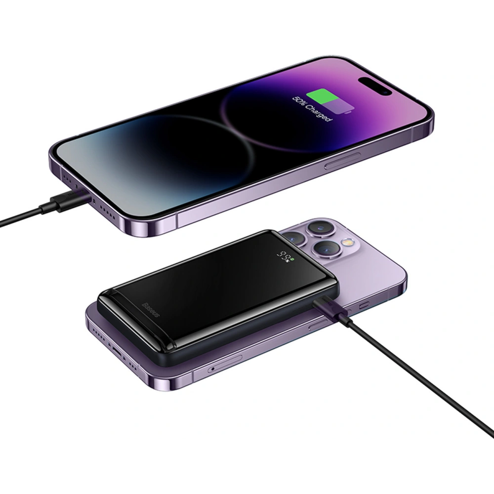 Hurtownia GSM - Powerbank Baseus Magnetic Držák Bezdrátové Rychlé Nabíjení 10000mAh 20W fialový + kabel USB-C 60W 50cm bílý - BSU3867 - {ean13} - Hurt
