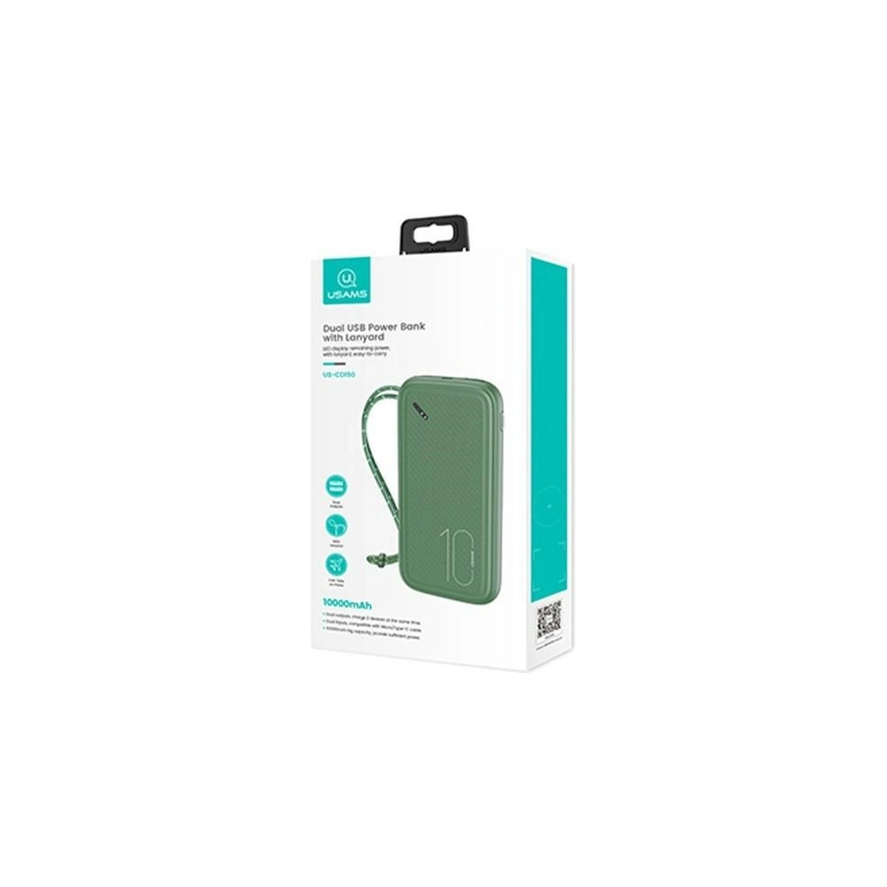 Hurtownia GSM - Powerbanka USAMS PB56 10000mAh 2xUSB/USB-C/microUSB Rychlé nabíjení zelená/tmavě zelená (US-CD150) - USA820 - {ean13} - Hurt