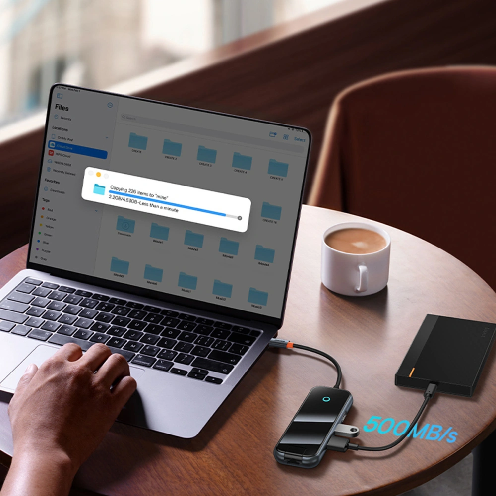 Hurtownia GSM - Hub Baseus AcmeJoy USB-C - 1xUSB-C/4x USB 3.0 tmavě šedý - BSU3868 - {ean13} - Hurt