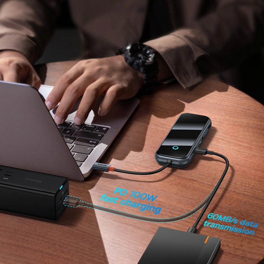 Hurtownia GSM - Hub Baseus AcmeJoy USB-C - 1xUSB-C/4x USB 3.0 tmavě šedý - BSU3868 - {ean13} - Hurt