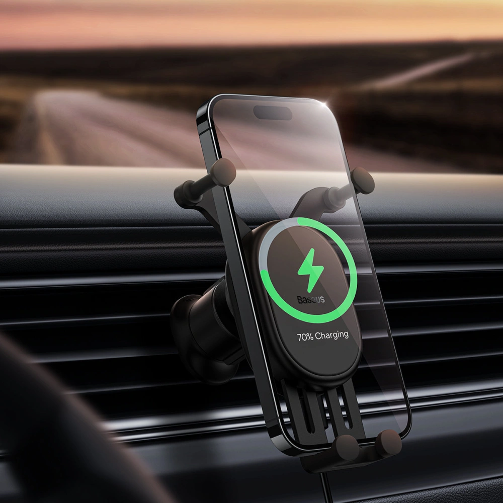 Hurtownia GSM - Uchyť do auta s bezdrátovou nabíječkou Baseus Stable Series 15W Air Vent černý - BSU3870 - {ean13} - Hurt