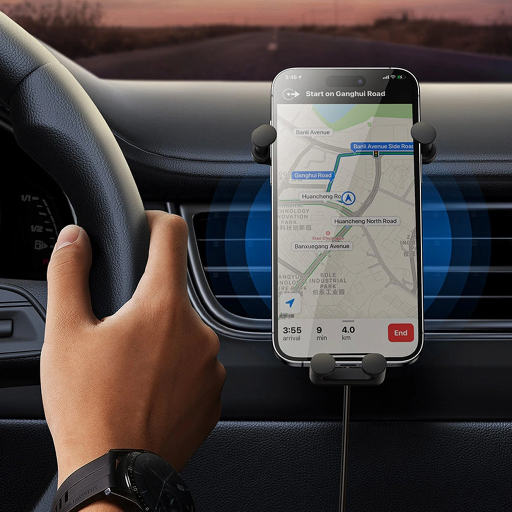 Wholesale Baseus Stable Series 15W Wireless Charger Car Mount Air Vent grey - BSU3871 - {ean13} - Hurt