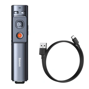 Hurtownia GSM - Pilot multifuncțional Baseus Orange Dot pentru prezentări, cu indicator laser verde, reîncărcabil (gri) - BSU3872 - {ean13} - Hurt