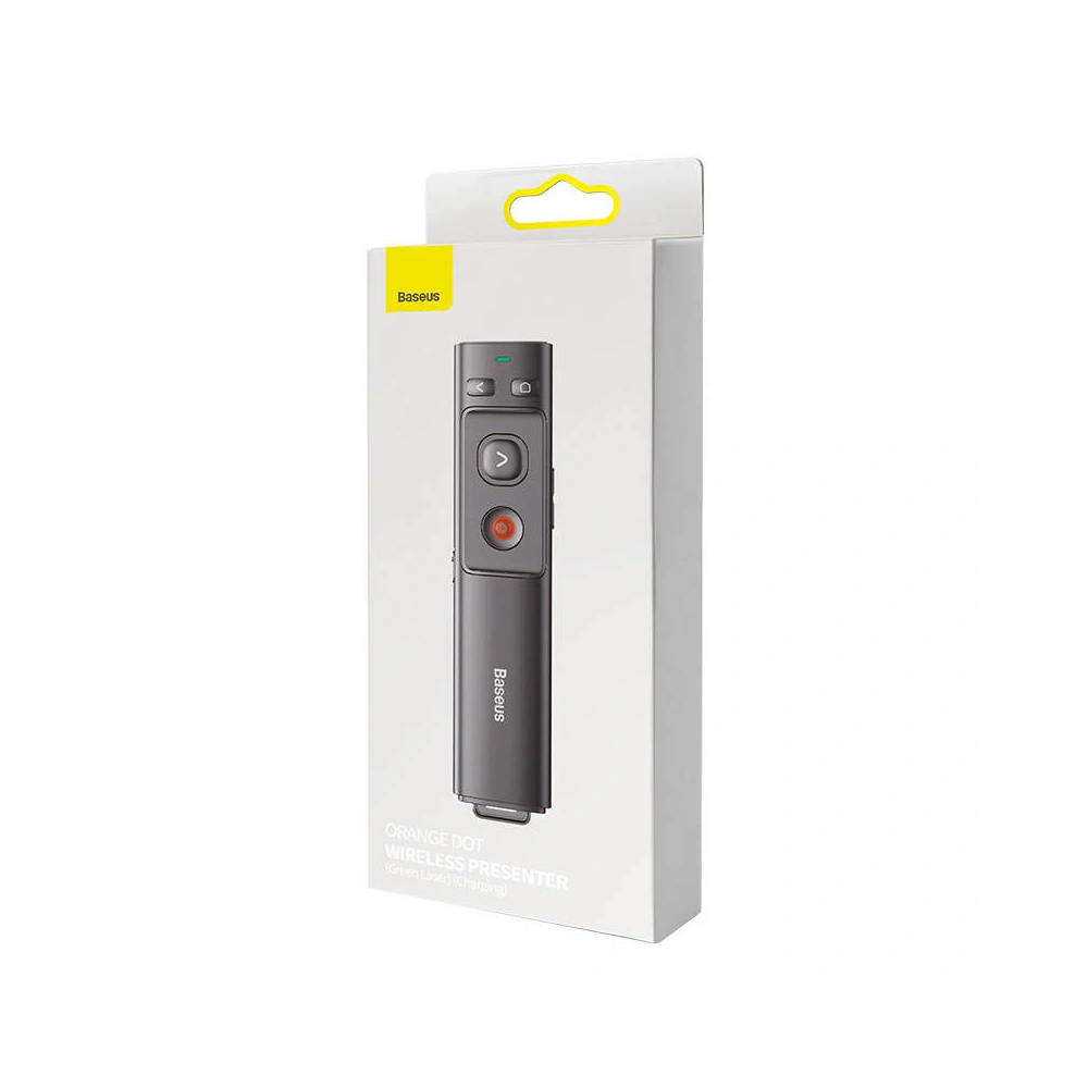 Hurtownia GSM - Pilot multifuncțional Baseus Orange Dot pentru prezentări, cu indicator laser verde, reîncărcabil (gri) - BSU3872 - {ean13} - Hurt