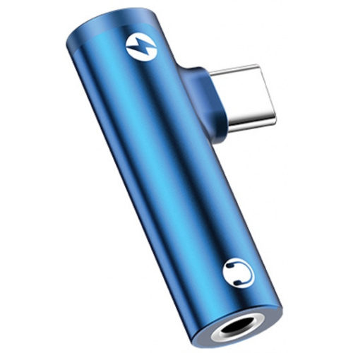 Hurtownia Usams - 6958444962573 - USA821 - Adapter USAMS AU07 2w1 USB-C/USB-C + mini jack 3,5mm niebieski/blue (US-SJ277) - B2B homescreen