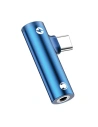 Adapter USAMS AU07 2w1 USB-C/USB-C + mini jack 3,5mm kék/kék (US-SJ277)