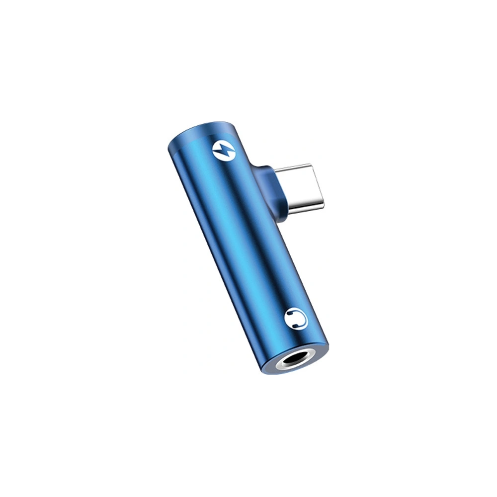 Hurtownia GSM - Adaptér USAMS AU07 2w1 USB-C/USB-C + mini jack 3,5mm modrý/blue (US-SJ277) - USA821 - {ean13} - Hurt