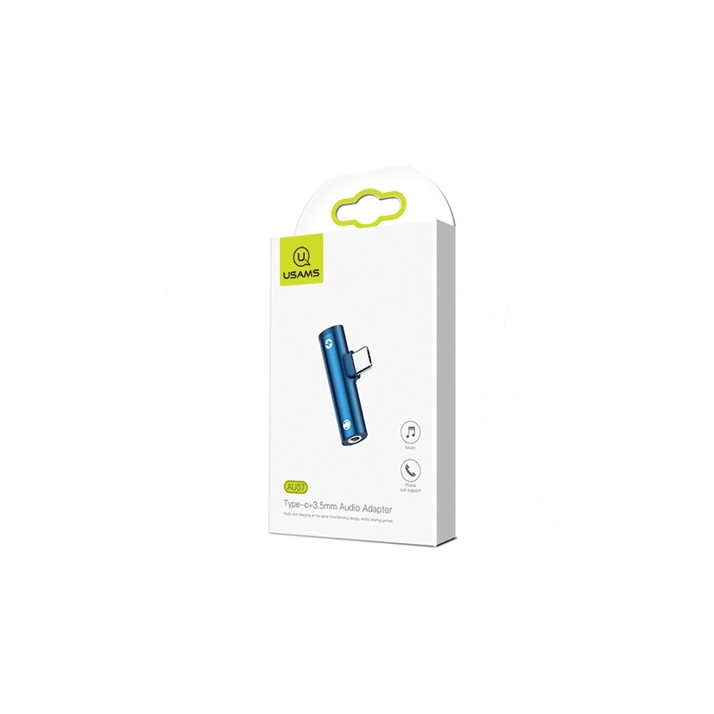 Hurtownia GSM - Adaptér USAMS AU07 2w1 USB-C/USB-C + mini jack 3,5mm modrý/blue (US-SJ277) - USA821 - {ean13} - Hurt