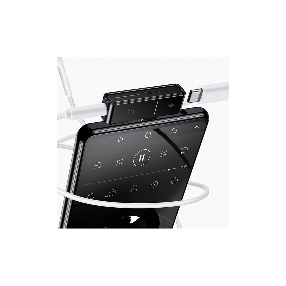 Hurtownia GSM - Adaptér USAMS AU12 2w1 USB-C + mini jack 3,5mm černý/black (US-SJ386) - USA822 - {ean13} - Hurt