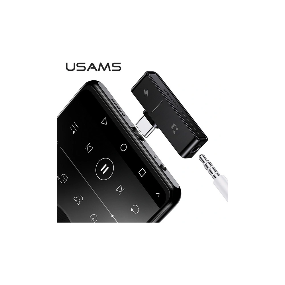 Hurtownia GSM - Adaptér USAMS AU12 2w1 USB-C + mini jack 3,5mm černý/black (US-SJ386) - USA822 - {ean13} - Hurt