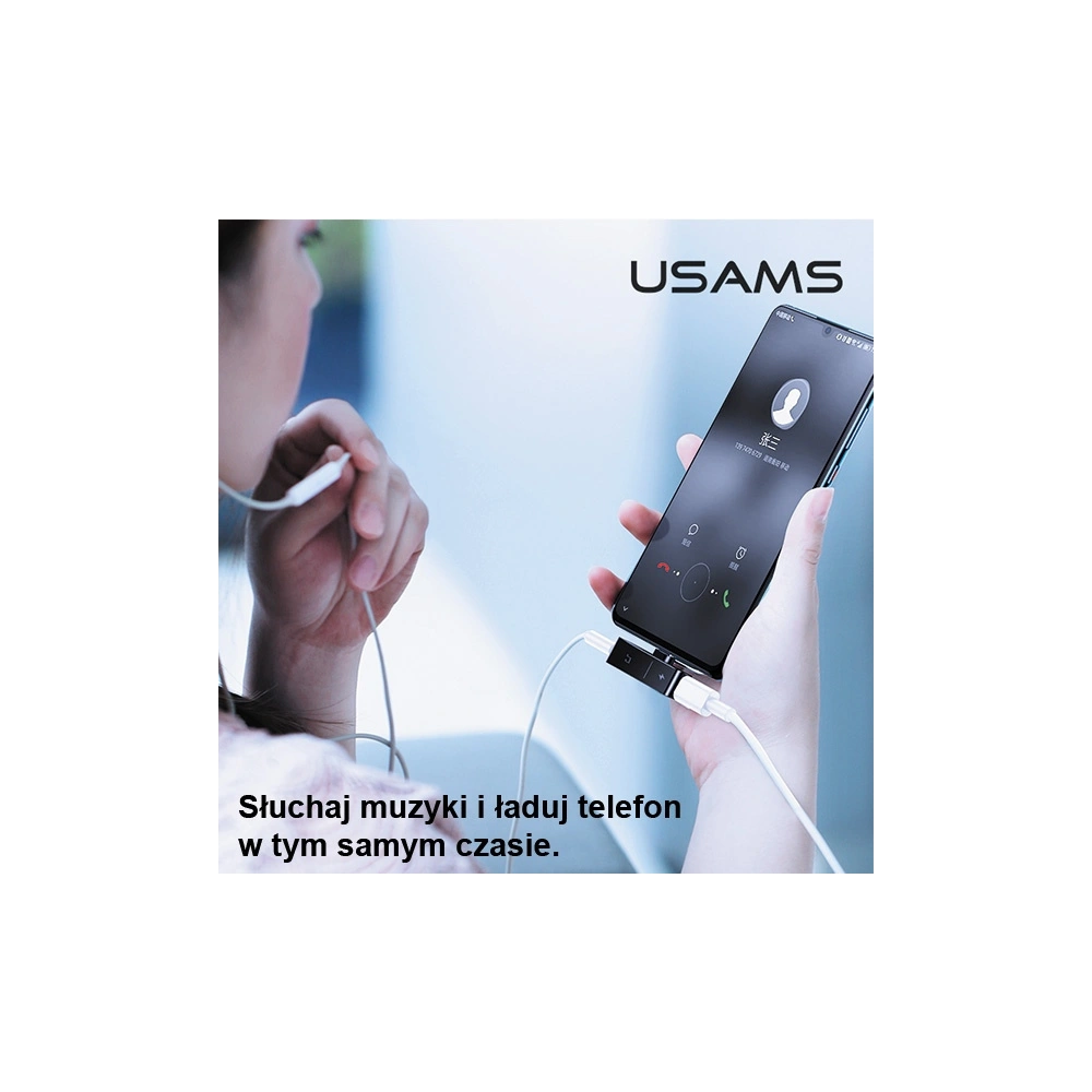 Hurtownia GSM - Adaptér USAMS AU12 2w1 USB-C + mini jack 3,5mm černý/black (US-SJ386) - USA822 - {ean13} - Hurt