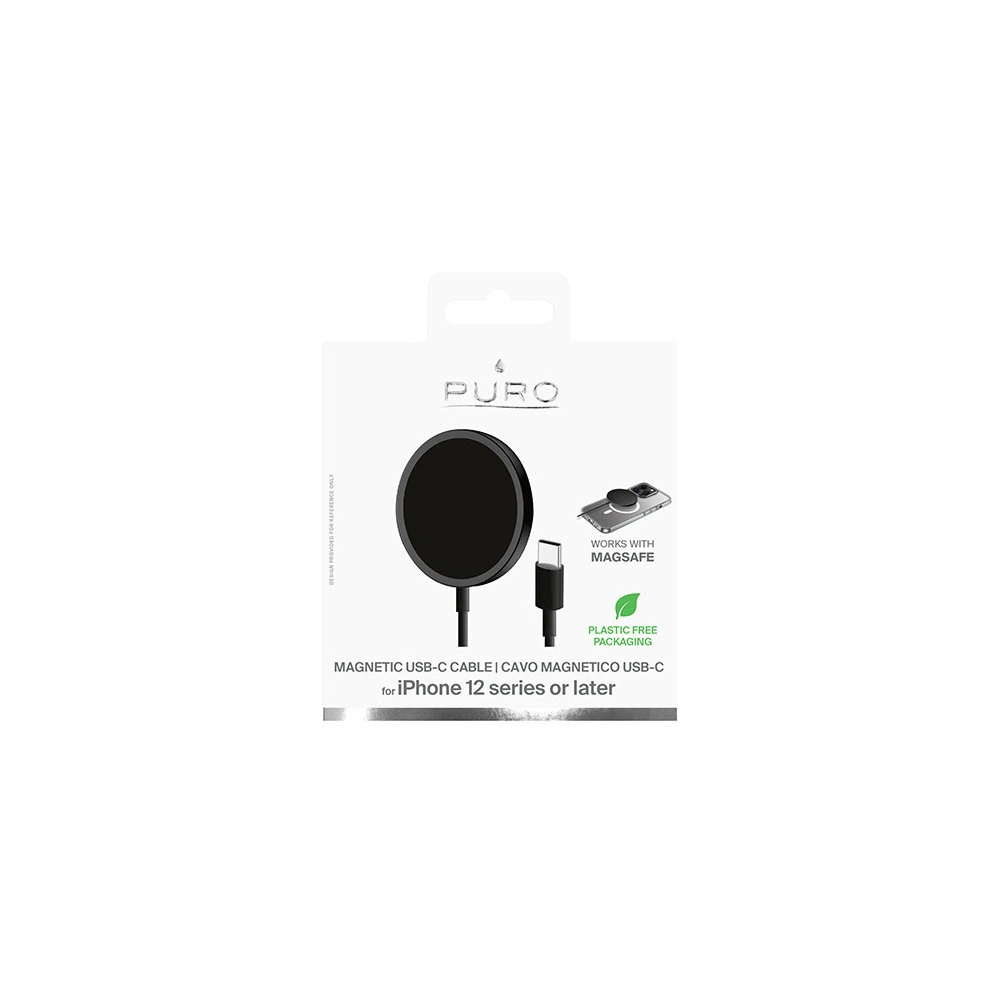 Hurtownia GSM - Încărcător wireless PURO Magnetic Cablu de încărcare USB-C MagSafe 15W (negru) - PUR626 - {ean13} - Hurt