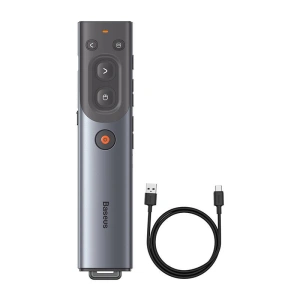 Hurtownia GSM - Pilot multifuncțional Baseus Orange Dot pentru prezentări, cu indicator laser roșu, reîncărcabil (gri) - BSU3877 - {ean13} - Hurt