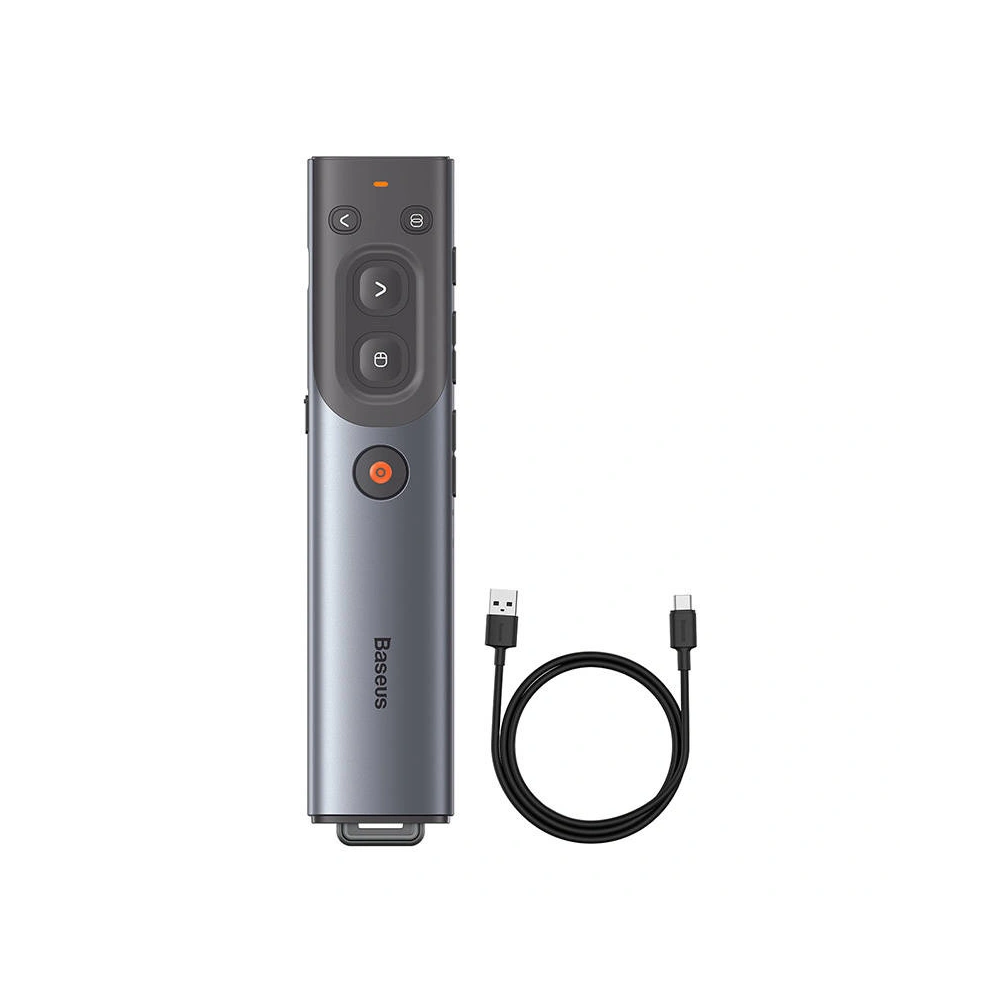 Hurtownia GSM - Multifunktionsfernbedienung Baseus Orange Dot für Präsentationen, mit rotem Laserzeiger, wiederaufladbar (grau) - BSU3877 - {ean13} - Hurt
