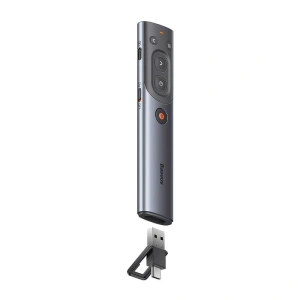 Hurtownia GSM - Pilot multifuncțional Baseus Orange Dot pentru prezentări, cu indicator laser roșu, reîncărcabil (gri) - BSU3877 - {ean13} - Hurt