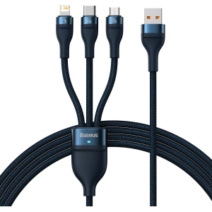 Hurtownia GSM - Kábel 3w1 Baseus Flash Series Ⅱ USB-USB-C/microUSB/Lightning 66W 1.2m (kék) - BSU3888 - {ean13} - Hurt