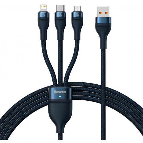 Baseus Distributor - 6932172618117 - BSU3888 - Baseus Flash Series Ⅱ USB-USB-C/microUSB/Lightning 3in1 Cable 66W 1.2m (blue) - B2B homescreen