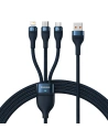 Kabel 3w1 Baseus Flash Series Ⅱ USB-USB-C/microUSB/Lightning 66W 1.2m (modrá)