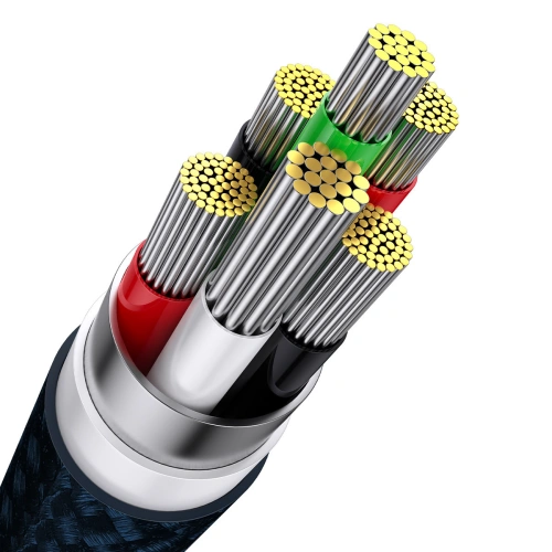 Kabel 3w1 Baseus Flash Series Ⅱ USB-USB-C/microUSB/Lightning 66W 1.2m (niebieski)