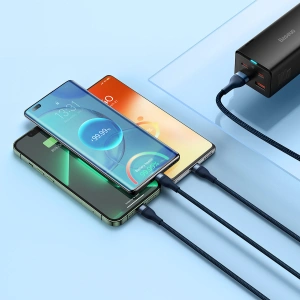 Hurtownia GSM - Kábel 3w1 Baseus Flash Series Ⅱ USB-USB-C/microUSB/Lightning 66W 1.2m (kék) - BSU3888 - {ean13} - Hurt