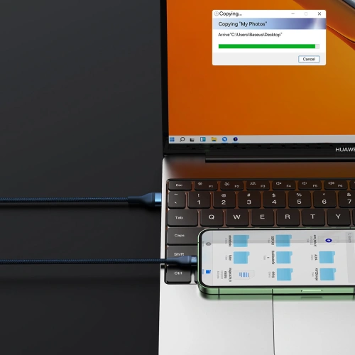 Kabel 3w1 Baseus Flash Series Ⅱ USB-USB-C/microUSB/Lightning 66W 1.2m (niebieski)