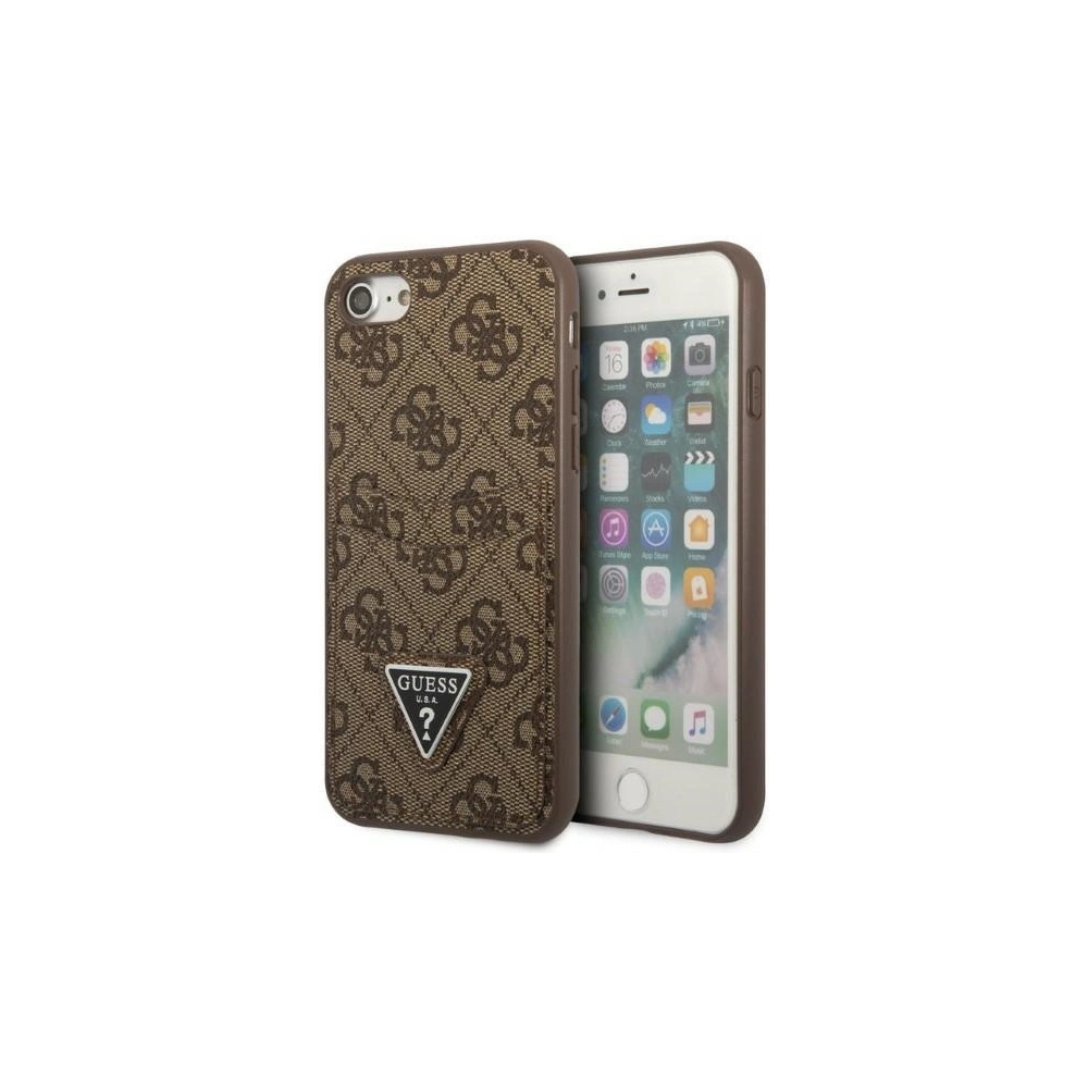 Hurtownia GSM - Case Guess GUHCI8P4TPW Apple iPhone SE 2022/SE 2020/8/7 Hardcase braun/brown Hardcase 4G Triangle Logo Kartenfach - GUE2326 - {ean13} - Hurt