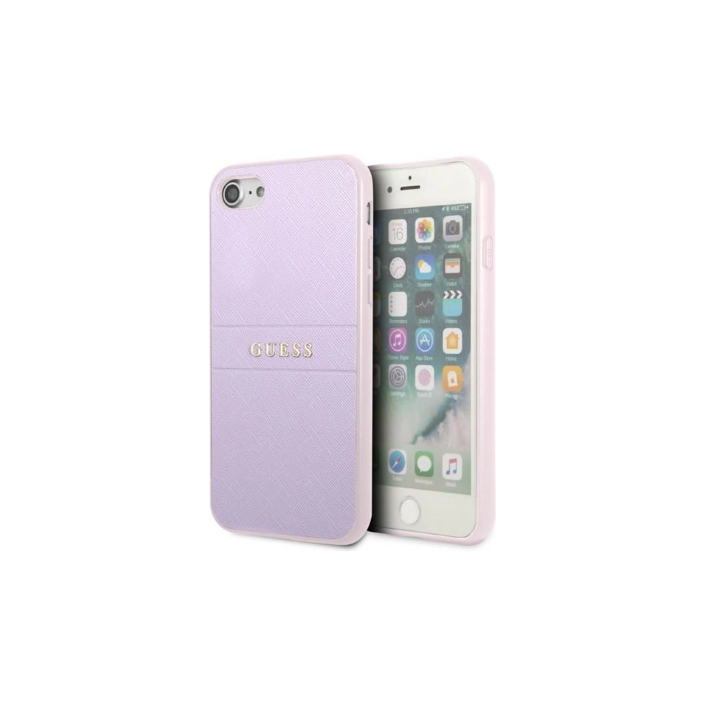 Wholesale Guess GUHCI8PSASBPU Apple iPhone SE 2022/SE 2020/8/7 hardcase purple Saffiano Hot Stamp & Metal Logo - GUE2328 - {ean13} - Hurt