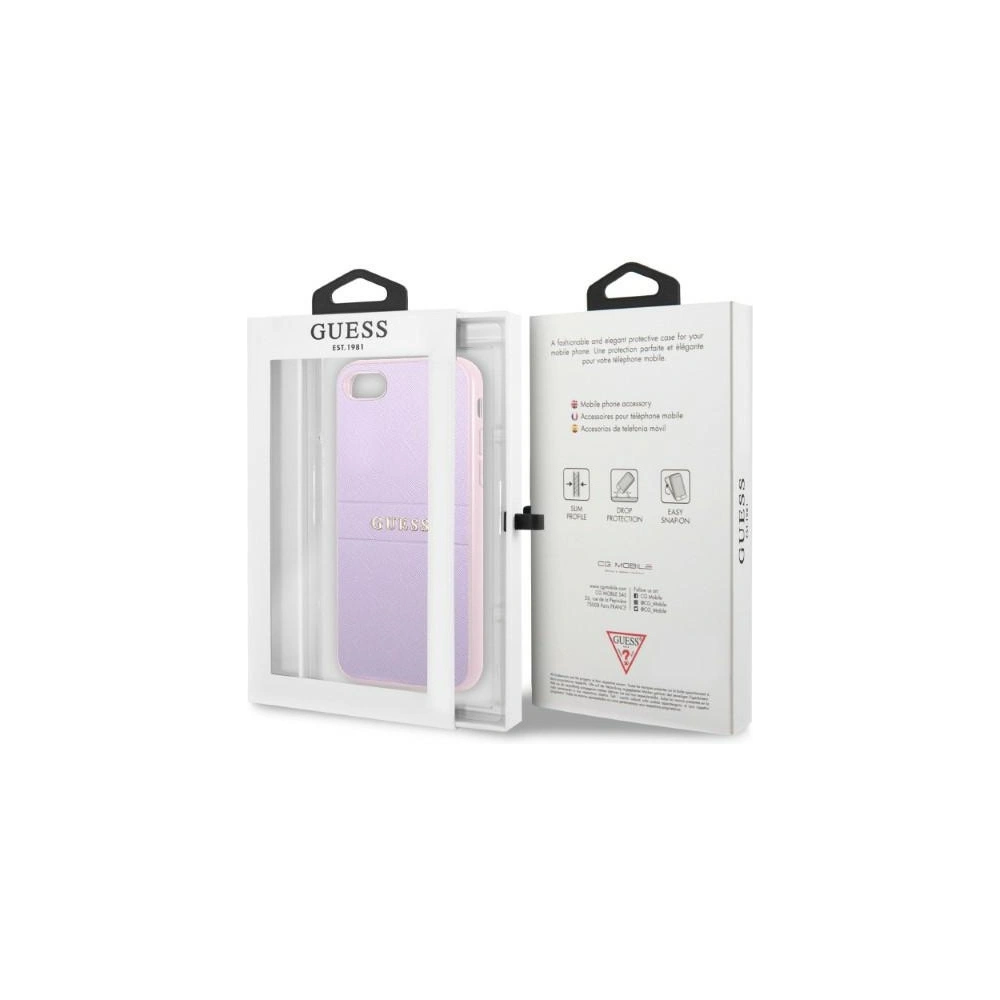 Wholesale Guess GUHCI8PSASBPU Apple iPhone SE 2022/SE 2020/8/7 hardcase purple Saffiano Hot Stamp & Metal Logo - GUE2328 - {ean13} - Hurt