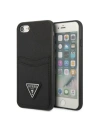 Etui Guess GUHCI8PSATPK Apple iPhone SE 2022/SE 2020/8/7 kemény tok fekete hardcase Saffiano Triangle Logo kártyafogó