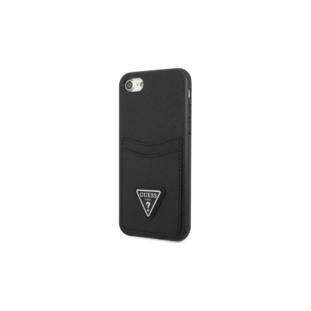 Hurtownia GSM - Case Guess GUHCI8PSATPK Apple iPhone SE 2022/SE 2020/8/7 Hartschale schwarz/black Hartschale Saffiano Triangle Logo Kartenfach - GUE2329 - {ean13} - Hurt