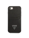 Hurtownia GSM - Case Guess GUHCI8PSATPK Apple iPhone SE 2022/SE 2020/8/7 Hartschale schwarz/black Hartschale Saffiano Triangle Logo Kartenfach - GUE2329 - {ean13} - Hurt