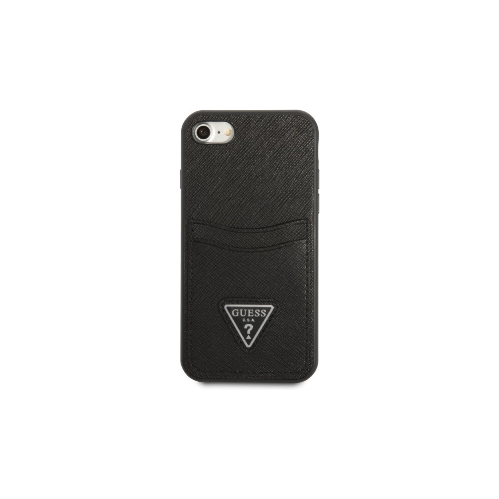 Hurtownia GSM - Case Guess GUHCI8PSATPK Apple iPhone SE 2022/SE 2020/8/7 Hartschale schwarz/black Hartschale Saffiano Triangle Logo Kartenfach - GUE2329 - {ean13} - Hurt