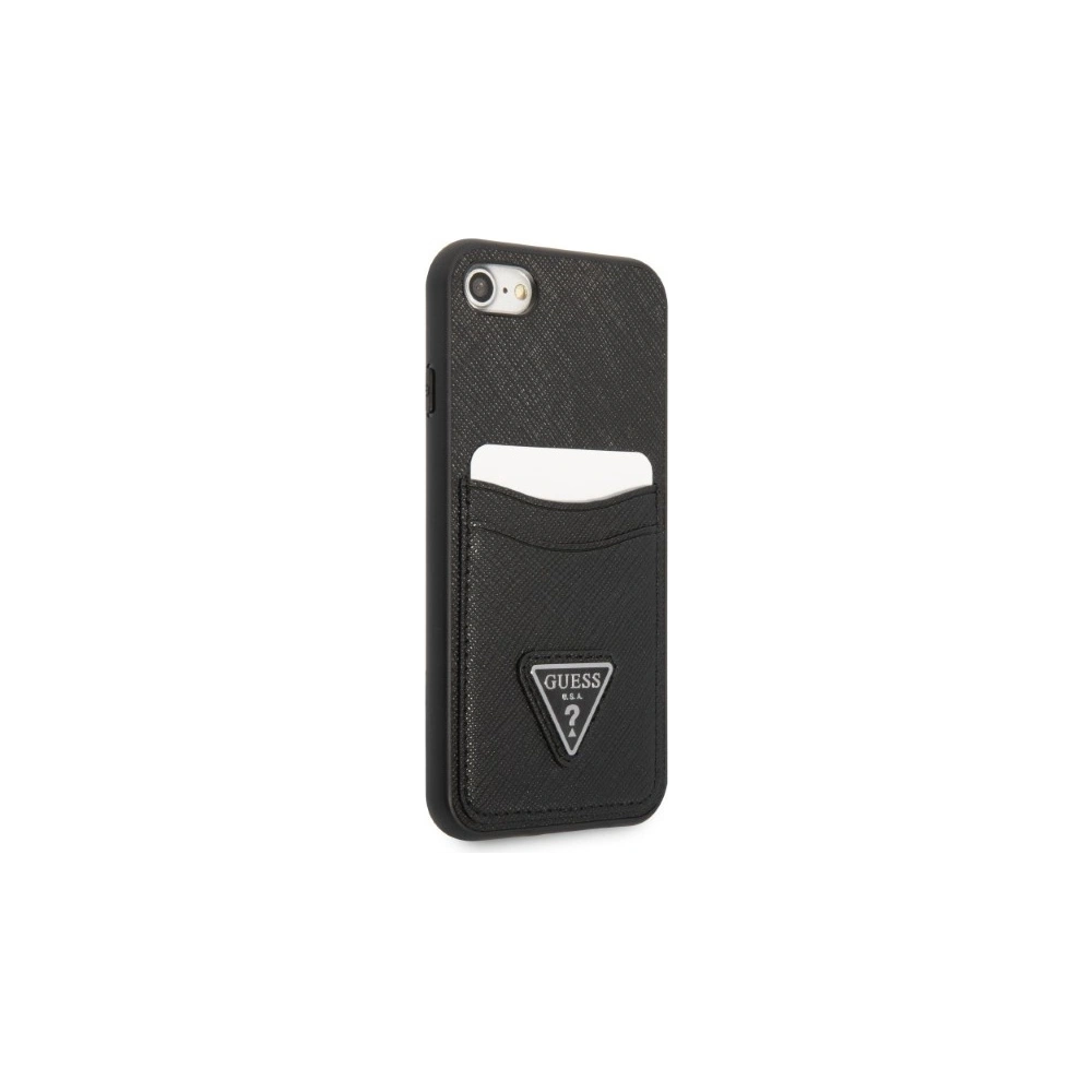 Hurtownia GSM - Case Guess GUHCI8PSATPK Apple iPhone SE 2022/SE 2020/8/7 Hartschale schwarz/black Hartschale Saffiano Triangle Logo Kartenfach - GUE2329 - {ean13} - Hurt