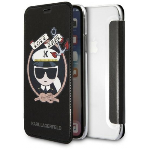 Hurtownia Karl Lagerfeld - 3700740413623 - KLD1358 - Etui Karl Lagerfeld KLFLBKPXKSB Apple iPhone XS/X czarny/black bookcase Signature Glitter - B2B homescreen