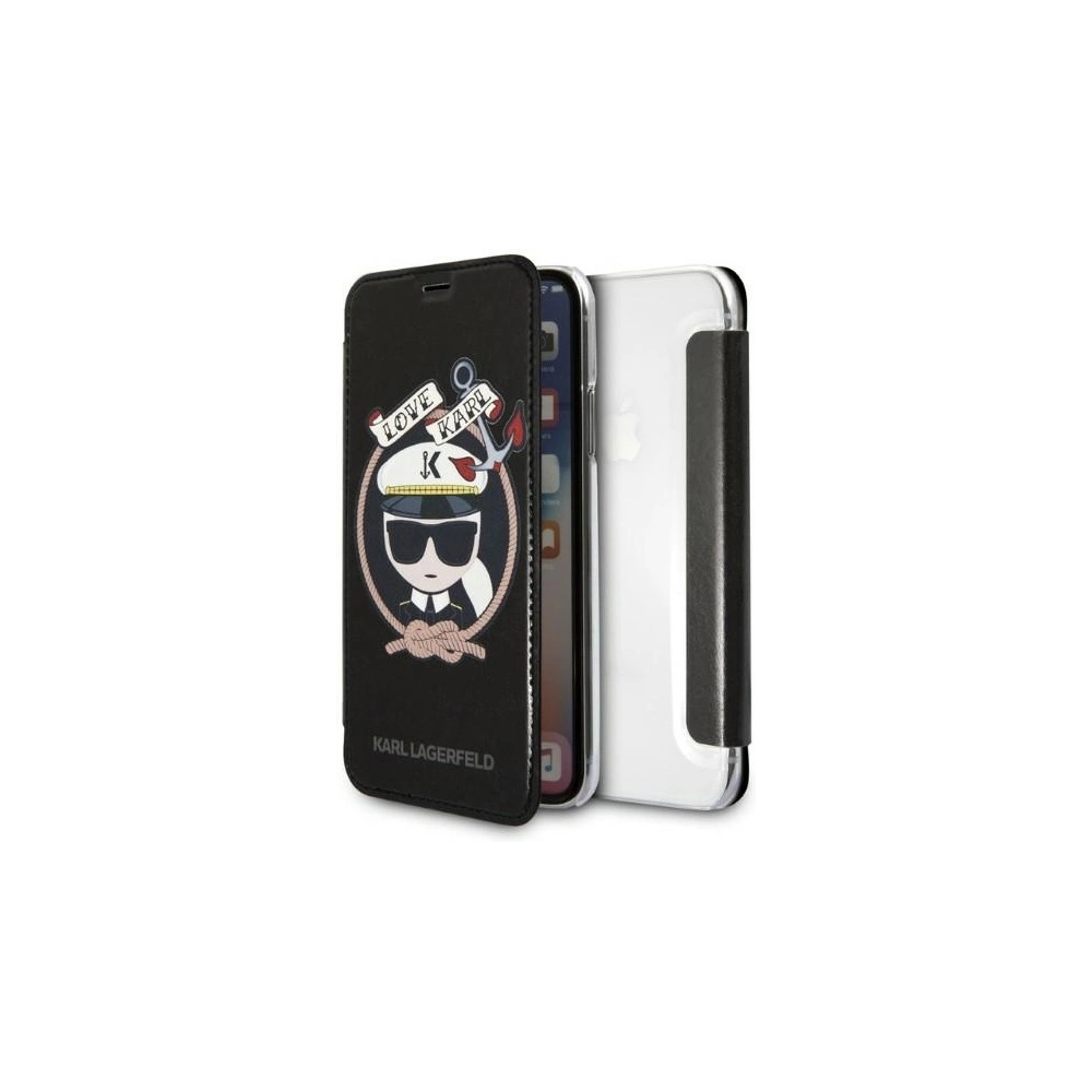 Hurtownia GSM - Case Karl Lagerfeld KLFLBKPXKSB Apple iPhone XS/X schwarz/black Buchhülle Signature Glitter - KLD1358 - {ean13} - Hurt