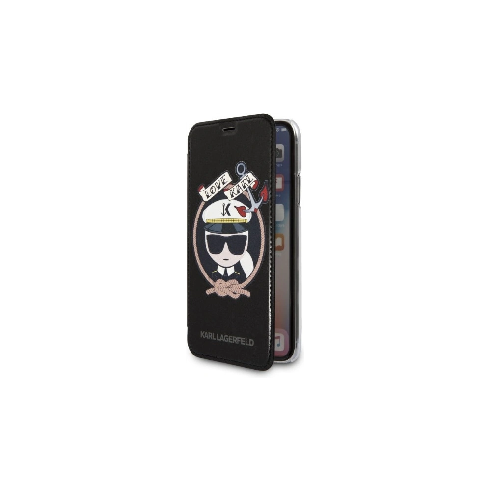 Hurtownia GSM - Case Karl Lagerfeld KLFLBKPXKSB Apple iPhone XS/X schwarz/black Buchhülle Signature Glitter - KLD1358 - {ean13} - Hurt