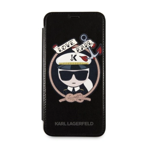 Etui Karl Lagerfeld KLFLBKPXKSB Apple iPhone XS/X czarny/black bookcase Signature Glitter