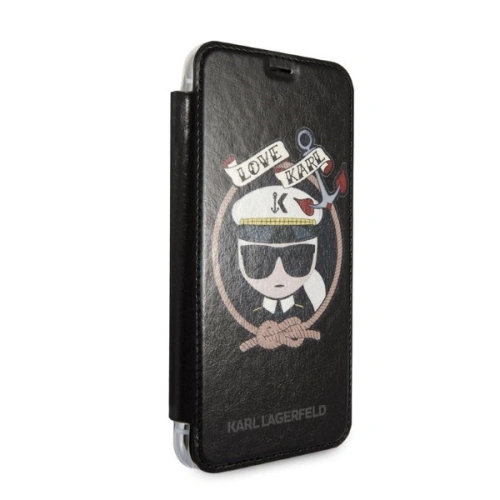 Etui Karl Lagerfeld KLFLBKPXKSB Apple iPhone XS/X czarny/black bookcase Signature Glitter