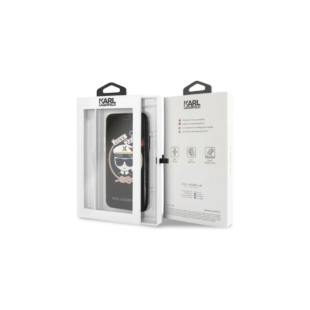 Hurtownia GSM - Case Karl Lagerfeld KLFLBKPXKSB Apple iPhone XS/X schwarz/black Buchhülle Signature Glitter - KLD1358 - {ean13} - Hurt