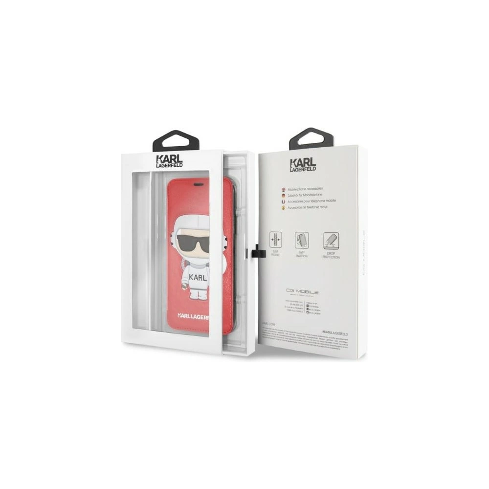Hurtownia GSM - Etui Karl Lagerfeld KLFLBKPXKSCORE Apple iPhone XS/X könyvtok piros/piros Karl Space Cosmonaut - KLD1359 - {ean13} - Hurt