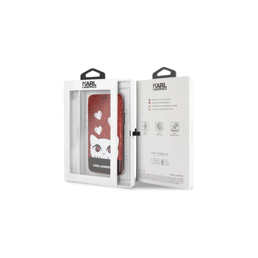 Hurtownia GSM - Etui Karl Lagerfeld KLFLBKPXVDCRE Apple iPhone XS/X vörös/piros könyv Valentin - KLD1360 - {ean13} - Hurt