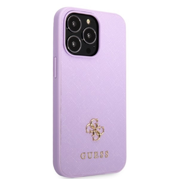 Kryt Guess GUHCP13LPS4MU Apple iPhone 13 Pro purple hardcase Saffiano 4G Small Metal Logo