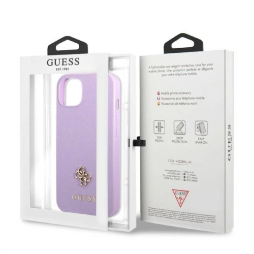 Etui Guess GUHCP13SPS4MU Apple iPhone 13 mini purpurowy/purple hardcase Saffiano 4G Small Metal Logo
