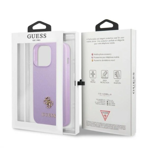 Etui Guess GUHCP13XPS4MU Apple iPhone 13 Pro Max purpurowy/purple hardcase Saffiano 4G Small Metal Logo